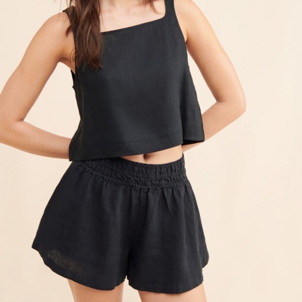 Anthropologie Somerset Linen Shorts - Black Size Small - NWOT